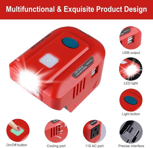 150W Powered Inverter for Milwaukee 18V M18 Battery with Power Wheels Adaptor AC110V-120V&150W&2-USB&DC18V，Powered Inverter for Camping, Hiking, Traveling（Inverter only） in Saudi Arabia