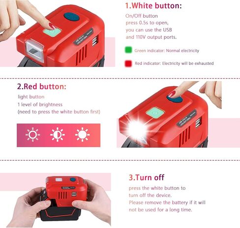 150W Powered Inverter for Milwaukee 18V M18 Battery with Power Wheels Adaptor AC110V-120V&150W&2-USB&DC18V，Powered Inverter for Camping, Hiking, Traveling（Inverter only） in Saudi Arabia