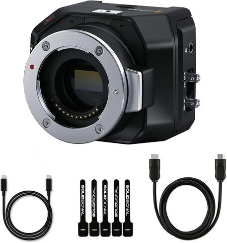 Blackmagic Design Micro Studio Camera 4K G2 Live Production Camera Bundle with 10ft HDMI 2.0 Cable, 6ft USB-C Cable, and 5-Pack of Solid Signal Cable Ties (CINSTUDMFT/UHD/MRG2) in Saudi Arabia