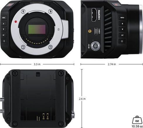 Blackmagic Design Micro Studio Camera 4K G2 Live Production Camera Bundle with 10ft HDMI 2.0 Cable, 6ft USB-C Cable, and 5-Pack of Solid Signal Cable Ties (CINSTUDMFT/UHD/MRG2) in Saudi Arabia