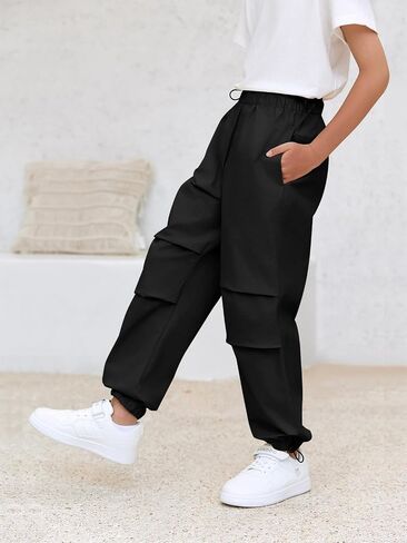 Haloumoning Boys Cargo Pants Cotton Casual Pants Elastic Waist Hiking School Sweatpants Joggers 5-14 Years in Saudi Arabia
