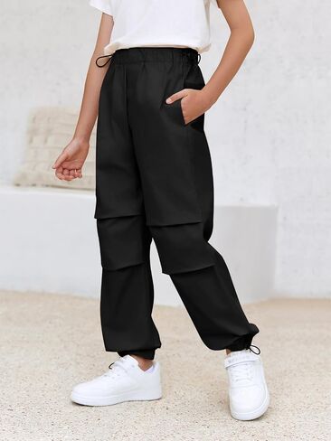 Haloumoning Boys Cargo Pants Cotton Casual Pants Elastic Waist Hiking School Sweatpants Joggers 5-14 Years in Saudi Arabia