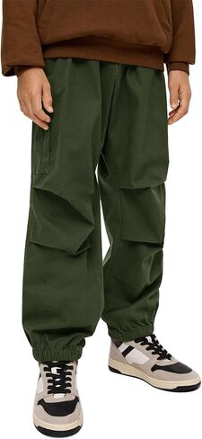 Haloumoning Boys Cargo Pants Cotton Casual Pants Elastic Waist Hiking School Sweatpants Joggers 5-14 Years in Saudi Arabia