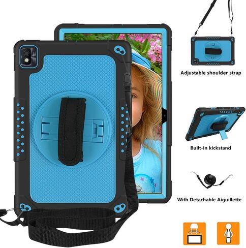 Mignova for TCL Tab Pro 5G Tablet Case for TCL TABMAX Tab Case Built in Kickstand Shoulder Hand Strap Shockproof Kids Friendly Case for Nokia T20/T21/Vastking KingPad M10 10.36 inch(Black+Black) in Kuwait