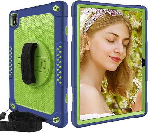 Mignova for TCL Tab Pro 5G Tablet Case for TCL TABMAX Tab Case Built in Kickstand Shoulder Hand Strap Shockproof Kids Friendly Case for Nokia T20/T21/Vastking KingPad M10 10.36 inch(Black+Black) in Kuwait