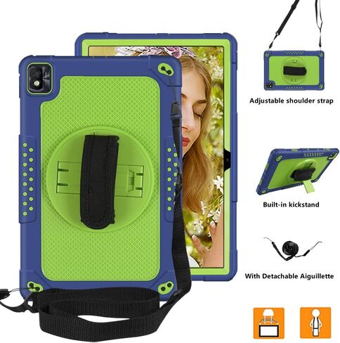 Mignova for TCL Tab Pro 5G Tablet Case for TCL TABMAX Tab Case Built in Kickstand Shoulder Hand Strap Shockproof Kids Friendly Case for Nokia T20/T21/Vastking KingPad M10 10.36 inch(Black+Black) in Kuwait