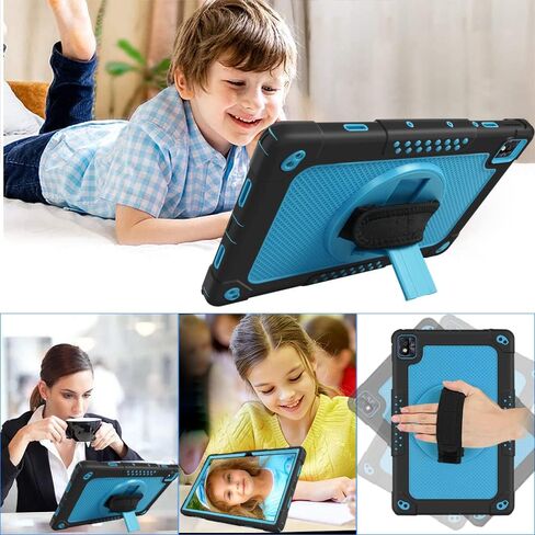 Mignova for TCL Tab Pro 5G Tablet Case for TCL TABMAX Tab Case Built in Kickstand Shoulder Hand Strap Shockproof Kids Friendly Case for Nokia T20/T21/Vastking KingPad M10 10.36 inch(Black+Black) in Kuwait
