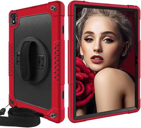 Mignova for TCL Tab Pro 5G Tablet Case for TCL TABMAX Tab Case Built in Kickstand Shoulder Hand Strap Shockproof Kids Friendly Case for Nokia T20/T21/Vastking KingPad M10 10.36 inch(Black+Black) in Kuwait