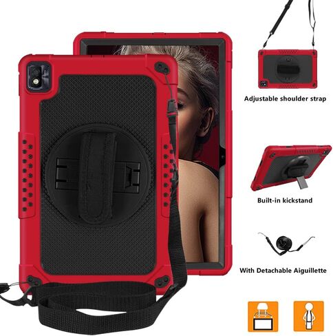 Mignova for TCL Tab Pro 5G Tablet Case for TCL TABMAX Tab Case Built in Kickstand Shoulder Hand Strap Shockproof Kids Friendly Case for Nokia T20/T21/Vastking KingPad M10 10.36 inch(Black+Black) in Kuwait