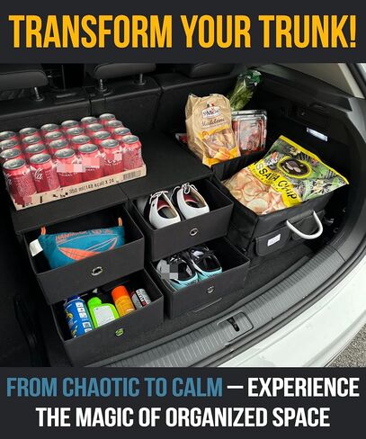 TrunkTrove: 2pcs, Wood Car Trunk Organizer for Car, Seamless Addition to Existing Car Organizer Trunk, Storage Trunk Organizer for SUV, Sedan, Car Accessories for Women/Men, Car Organizers and Storage in Kuwait