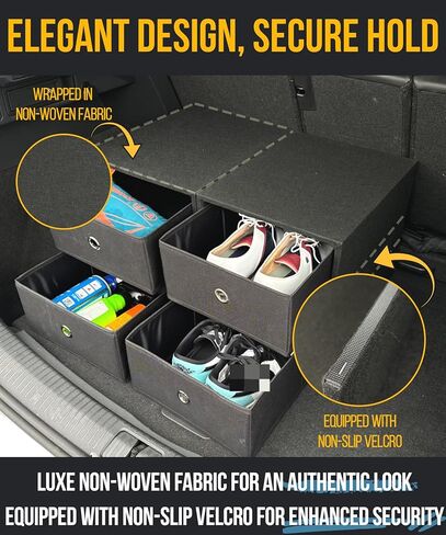 TrunkTrove: 2pcs, Wood Car Trunk Organizer for Car, Seamless Addition to Existing Car Organizer Trunk, Storage Trunk Organizer for SUV, Sedan, Car Accessories for Women/Men, Car Organizers and Storage in Kuwait