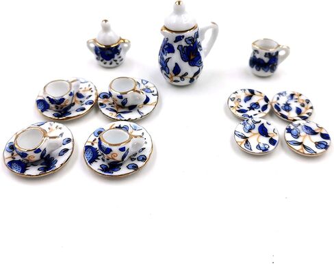 Taponukea 15 قطعة مجموعات الشاي المصغرة الخزف دمية اكسسوارات المطبخ والأثاث 1 12 مقياس in Kuwait