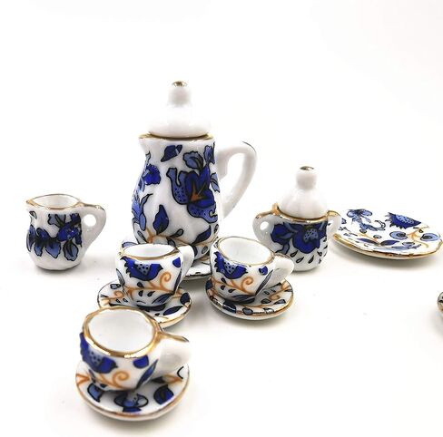 Taponukea 15 قطعة مجموعات الشاي المصغرة الخزف دمية اكسسوارات المطبخ والأثاث 1 12 مقياس in Kuwait