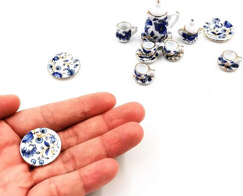 Taponukea 15 قطعة مجموعات الشاي المصغرة الخزف دمية اكسسوارات المطبخ والأثاث 1 12 مقياس in Kuwait