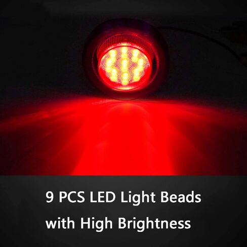 YOMTOVM 10Pcs 2" Amber 9 LEDs Round Trailer Marker Lights, Clear Len/Amber Clearance Marker Light with Rubber Cover and Plug Universal for RV Trailer Trucks Car Waterproof in Saudi Arabia