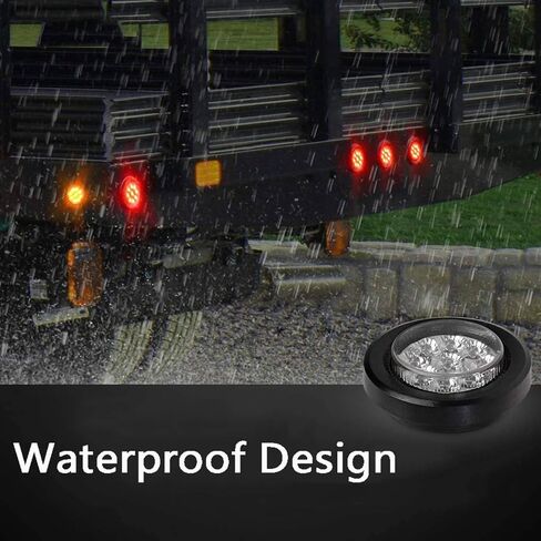 YOMTOVM 10Pcs 2" Amber 9 LEDs Round Trailer Marker Lights, Clear Len/Amber Clearance Marker Light with Rubber Cover and Plug Universal for RV Trailer Trucks Car Waterproof in Saudi Arabia