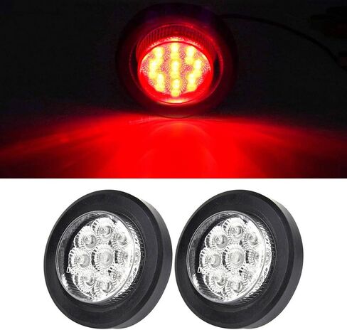 YOMTOVM 10Pcs 2" Amber 9 LEDs Round Trailer Marker Lights, Clear Len/Amber Clearance Marker Light with Rubber Cover and Plug Universal for RV Trailer Trucks Car Waterproof in Saudi Arabia