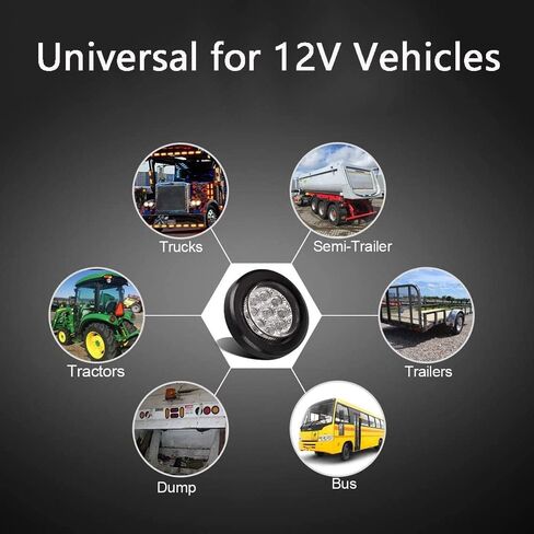 YOMTOVM 10Pcs 2" Amber 9 LEDs Round Trailer Marker Lights, Clear Len/Amber Clearance Marker Light with Rubber Cover and Plug Universal for RV Trailer Trucks Car Waterproof in Kuwait