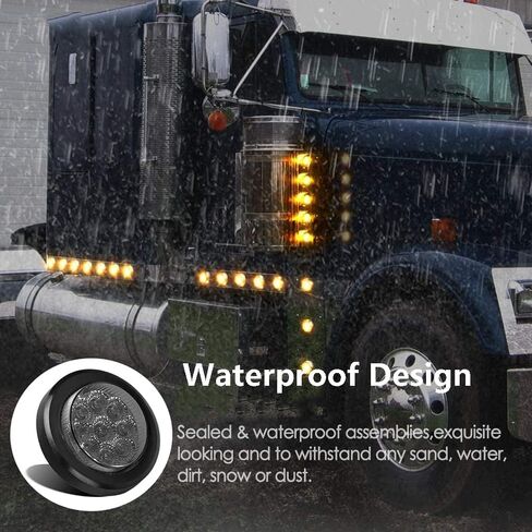 YOMTOVM 10Pcs 2" Amber 9 LEDs Round Trailer Marker Lights, Clear Len/Amber Clearance Marker Light with Rubber Cover and Plug Universal for RV Trailer Trucks Car Waterproof in Kuwait