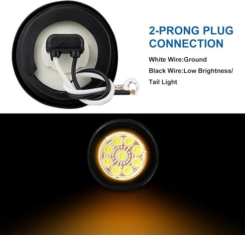 YOMTOVM 10Pcs 2" Amber 9 LEDs Round Trailer Marker Lights, Clear Len/Amber Clearance Marker Light with Rubber Cover and Plug Universal for RV Trailer Trucks Car Waterproof in Kuwait
