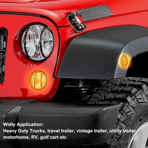 YOMTOVM 10Pcs 2" Amber 9 LEDs Round Trailer Marker Lights, Clear Len/Amber Clearance Marker Light with Rubber Cover and Plug Universal for RV Trailer Trucks Car Waterproof in Kuwait