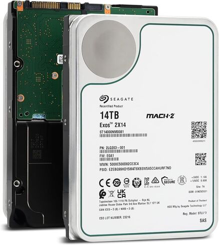 Seagate Exos 2X14 14TB SAS MACH.2 محرك مزدوج عالي الأداء 3.5 بوصة HDD للخوادم ST14000NM0081 (متجدد) in Kuwait