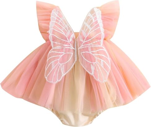 Kishawna Newborn Baby Girls Clothes Mesh Sleeveless Romper Tutu Dress Butterfly Wing Princess Skirt Hem Jumpsuits in Saudi Arabia
