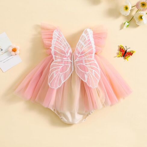 Kishawna Newborn Baby Girls Clothes Mesh Sleeveless Romper Tutu Dress Butterfly Wing Princess Skirt Hem Jumpsuits in Saudi Arabia