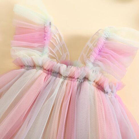 Kishawna Newborn Baby Girls Clothes Mesh Sleeveless Romper Tutu Dress Butterfly Wing Princess Skirt Hem Jumpsuits in Saudi Arabia