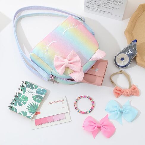 حقيبة كروس لطيفة على شكل قطة للفتيات الصغيرات حقائب كروس بعقدة على شكل فيونكة للأطفال الصغار محفظة صغيرة عبر الجسم محفظة حقائب كتف حقيبة يد محافظ عبر الجسم مع آذان قطة in Kuwait