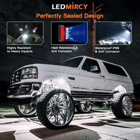 LEDMIRCY LED Rock Lights White R4 16PCS for Off Road Trucks ATV UTV SUV RZR LED Underglow White Light High Power Trail Rig Lights Pure White Under Body Light Waterproof Shockproof for Auto Boat in Kuwait