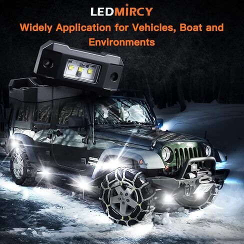 LEDMIRCY LED Rock Lights White R4 16PCS for Off Road Trucks ATV UTV SUV RZR LED Underglow White Light High Power Trail Rig Lights Pure White Under Body Light Waterproof Shockproof for Auto Boat in Kuwait