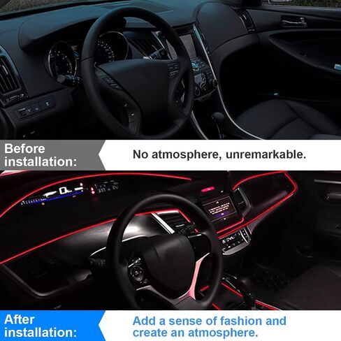 EL Wire Interior Car LED Strip Lights, 16FT USB 5V Neon Light with 6mm Sewing Edge, Glowing Electroluminescent Ambient Lighting Kits with Fuse Protection, Universal for Car Decorations (Orange) in Saudi Arabia