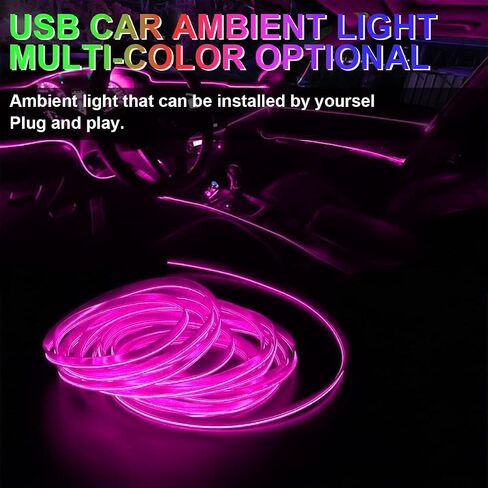 EL Wire Interior Car LED Strip Lights, 16FT USB 5V Neon Light with 6mm Sewing Edge, Glowing Electroluminescent Ambient Lighting Kits with Fuse Protection, Universal for Car Decorations (Orange) in Saudi Arabia