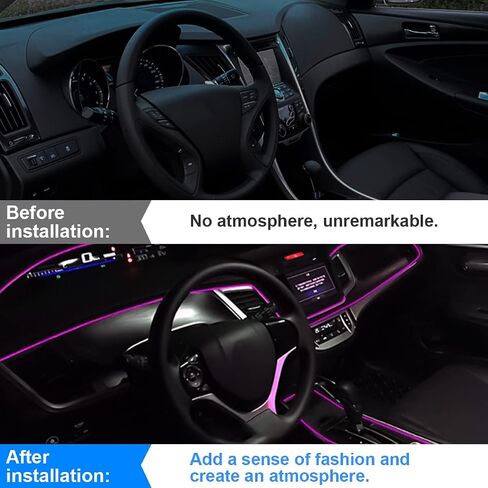 EL Wire Interior Car LED Strip Lights, 16FT USB 5V Neon Light with 6mm Sewing Edge, Glowing Electroluminescent Ambient Lighting Kits with Fuse Protection, Universal for Car Decorations (Orange) in Saudi Arabia