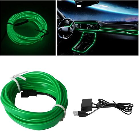 EL Wire Interior Car LED Strip Lights, 16FT USB 5V Neon Light with 6mm Sewing Edge, Glowing Electroluminescent Ambient Lighting Kits with Fuse Protection, Universal for Car Decorations (Orange) in Saudi Arabia