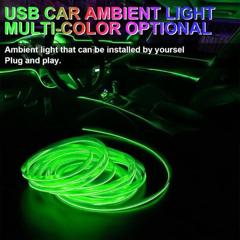 EL Wire Interior Car LED Strip Lights, 16FT USB 5V Neon Light with 6mm Sewing Edge, Glowing Electroluminescent Ambient Lighting Kits with Fuse Protection, Universal for Car Decorations (Orange) in Saudi Arabia