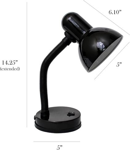 Simple Designs LD1003-BLK-12PK Basic Metal Desk Lamp 12 Pack Set with Flexible Hose Neck for Office, Bedroom, College Dorm, Bookshelf, Black, 12 Pack in Saudi Arabia