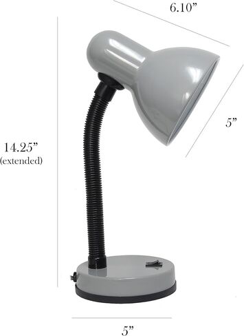 Simple Designs LD1003-BLK-12PK Basic Metal Desk Lamp 12 Pack Set with Flexible Hose Neck for Office, Bedroom, College Dorm, Bookshelf, Black, 12 Pack in Saudi Arabia