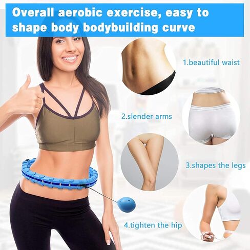 طوق هولا الذكي من YOUYA لممارسة التمارين للبالغين والأطفال، 2 في 1 لتدليك البطن وفقدان الوزن وتدليك عدم السقوط، 24 عقدة قابلة للفصل ووزن قابل للتعديل وكرة دوارة أوتوماتيكية in Kuwait
