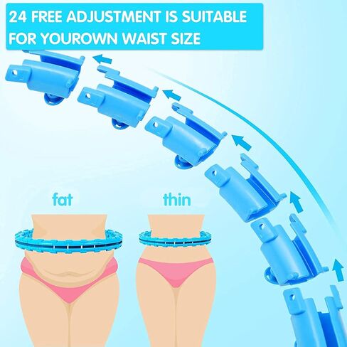 طوق هولا الذكي من YOUYA لممارسة التمارين للبالغين والأطفال، 2 في 1 لتدليك البطن وفقدان الوزن وتدليك عدم السقوط، 24 عقدة قابلة للفصل ووزن قابل للتعديل وكرة دوارة أوتوماتيكية in Kuwait