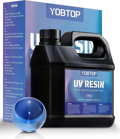 YOBTOP 1000g UV Resin, Upgraded UV Resin Kit with Fast Curing Crystal Clear High Gloss Odourless Low Viscosity Hard Type UV Epoxy Resin for DIY Jewelry Making Casting and Coating Craft in Kuwait