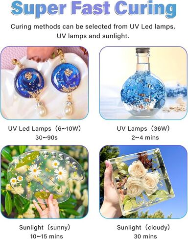 YOBTOP 1000g UV Resin, Upgraded UV Resin Kit with Fast Curing Crystal Clear High Gloss Odourless Low Viscosity Hard Type UV Epoxy Resin for DIY Jewelry Making Casting and Coating Craft in Kuwait