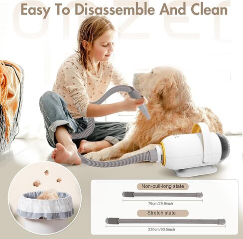 omzer Dog Dryer Pet Blower - 5.2HP/3200W High Velocity Professional Pet Blow Dryer for Large Dogs - Smart Adjustable Temperature Pet Hair Grooming Dryer with 4 Nozzles in Kuwait