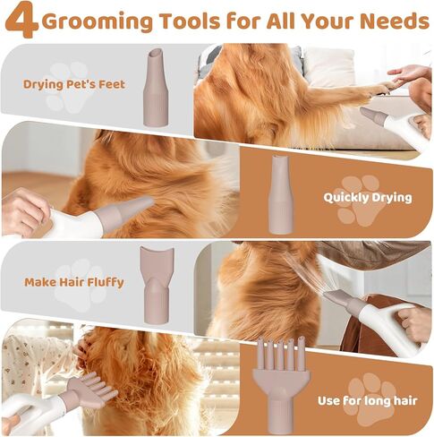 مجفف شعر الحيوانات الأليفة من LBFO، مجفف للكلاب عالي القوة، مجفف للحيوانات الأليفة منزلي عالي السرعة مع ضبط ذكي لدرجة الحرارة، مجفف حديث للعناية بالحيوانات الأليفة مع 4 فوهات للمنزل، محطة غسيل الحيوانات الأليفة، السفر in Kuwait
