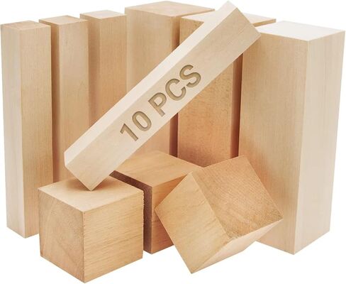 10 Pcs Lager Unfinished Basswood Carving Blocks Fits Wood Carving Tools,Whittlng Kit for Wood Carving Beginners and Professionals in Kuwait