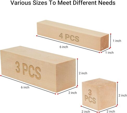 10 Pcs Lager Unfinished Basswood Carving Blocks Fits Wood Carving Tools,Whittlng Kit for Wood Carving Beginners and Professionals in Kuwait