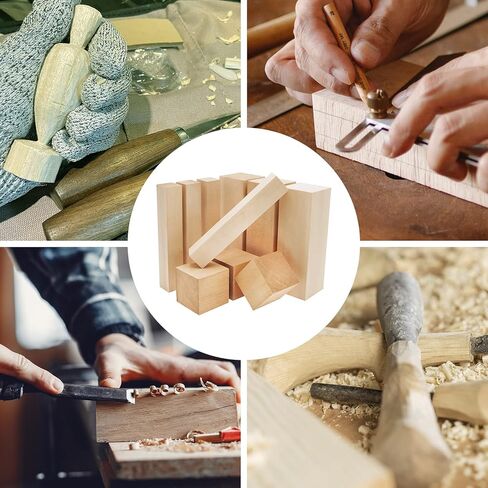 10 Pcs Lager Unfinished Basswood Carving Blocks Fits Wood Carving Tools,Whittlng Kit for Wood Carving Beginners and Professionals in Kuwait