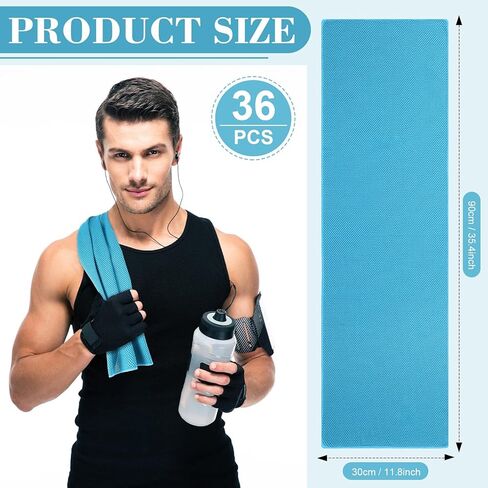 36 قطعة مناشف تبريد كبيرة الحجم 35 × 12 بوصة مناشف تبريد للرقبة والوجه من الألياف الدقيقة للسفر ومنشفة ثلج للعرق ناعمة قابلة للتنفس منشفة باردة لليوجا ورياضة الجري والتمارين والتخييم واللياقة البدنية (أسود) in Kuwait