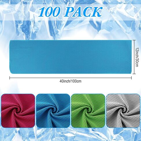 Redbaker 100 حزمة مناشف التبريد 40 × 12 بوصة مناشف التبريد السائبة للرياضيين منشفة اليوغا حصيرة للرقبة والوجه تبريد الرقبة يلتف للطقس الحار الرياضة تجريب اللياقة البدنية الصالة الرياضية اليوغا السفر التخييم in Kuwait